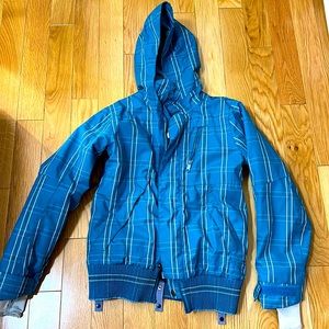 Ski/snowboarding Jacket blue plaid in S size - brand is foursquare